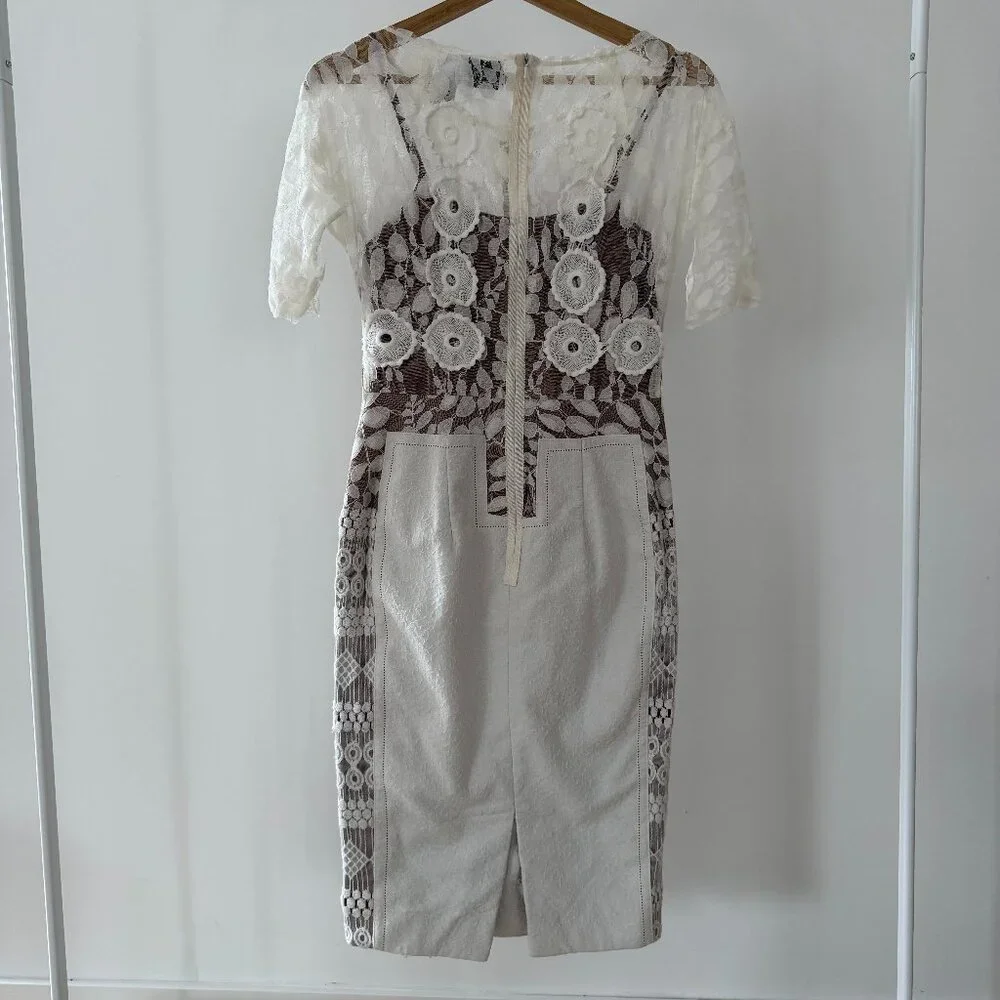 Beguile by Byron Lars Lace Sheath Dress • Size 6 • Ivory • NO BELT - Picture 2 of 3